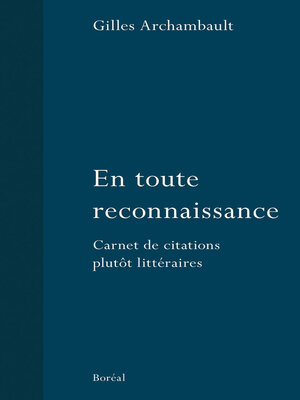 cover image of En toute reconnaissance
